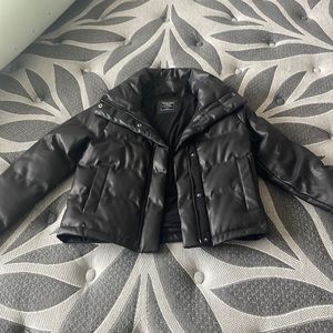 Abercrombie vegan leather puffer jacket